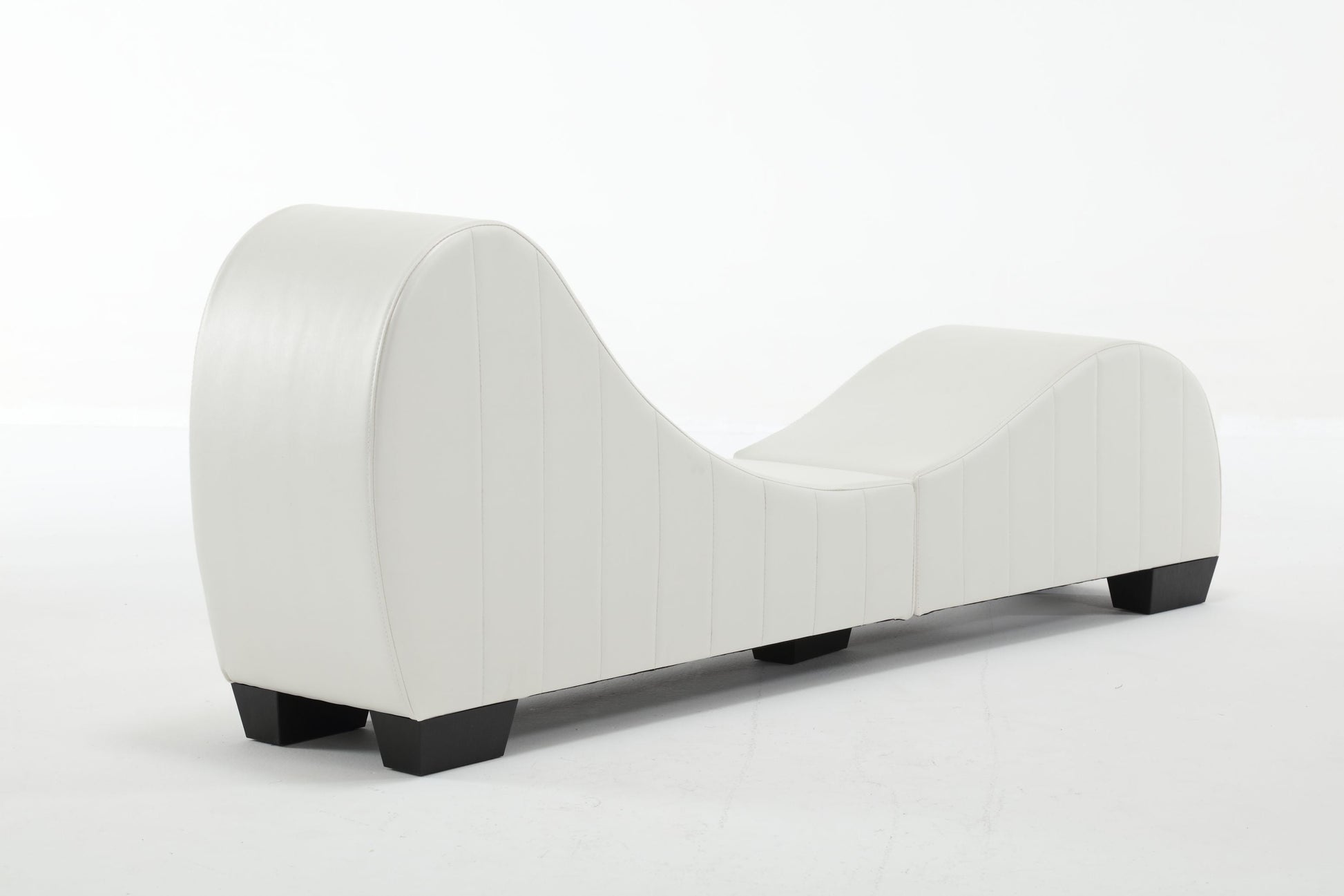 Modern Yoga Chaise Lounge – Curved Faux Leather Accent Chair in White