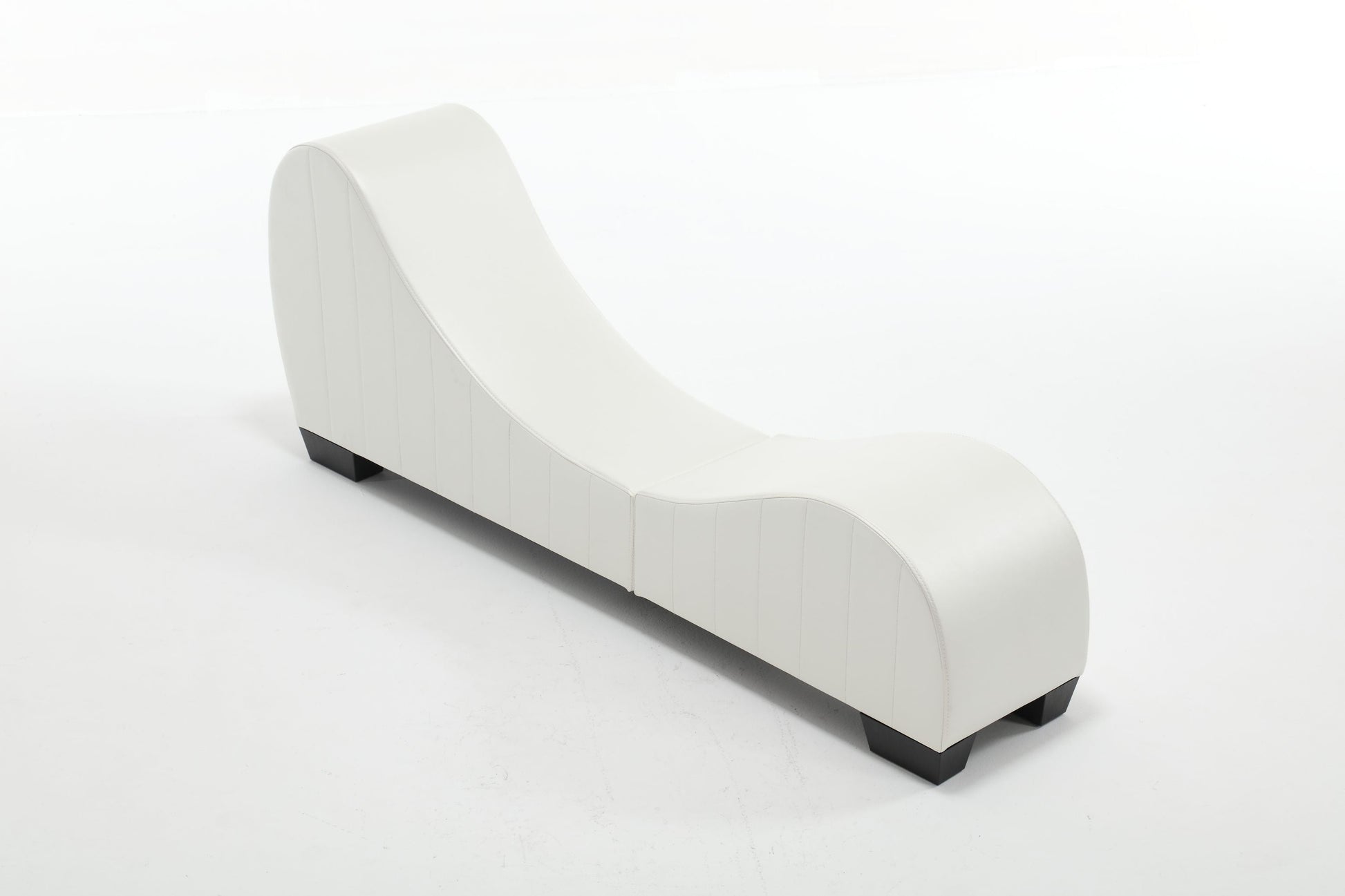 Modern Yoga Chaise Lounge – Curved Faux Leather Accent Chair in White