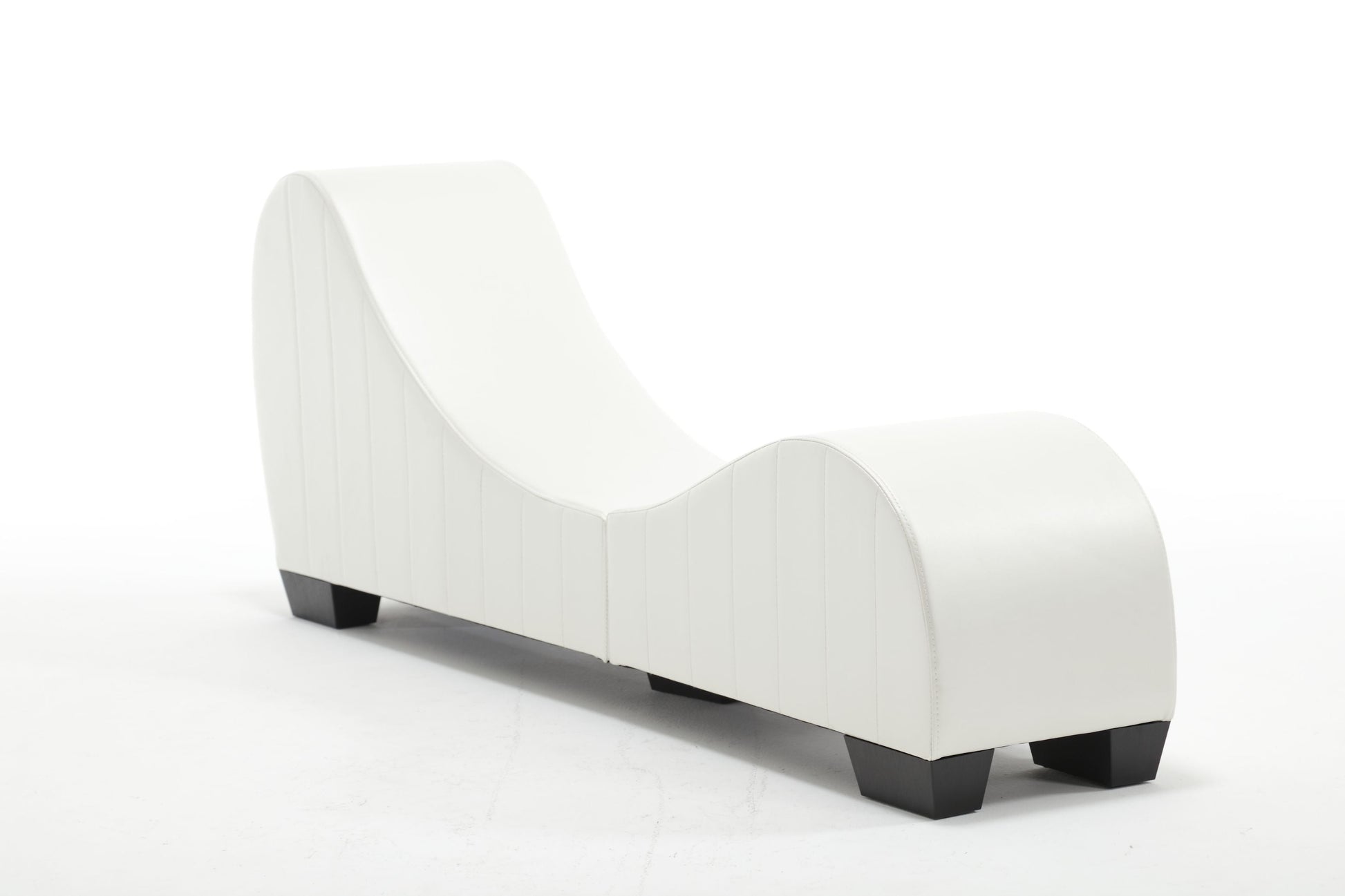 Modern Yoga Chaise Lounge – Curved Faux Leather Accent Chair in White