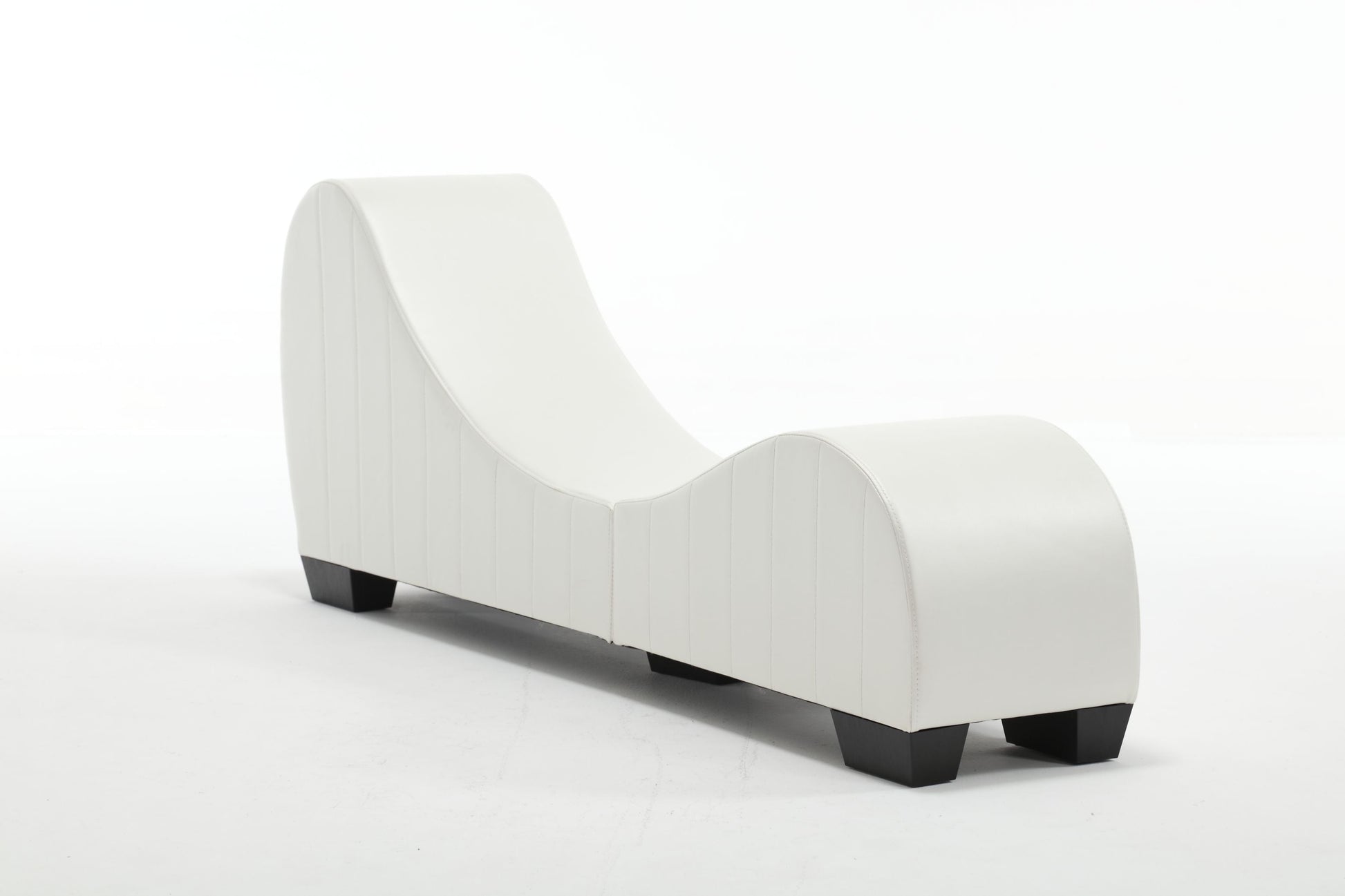 Modern Yoga Chaise Lounge – Curved Faux Leather Accent Chair in White