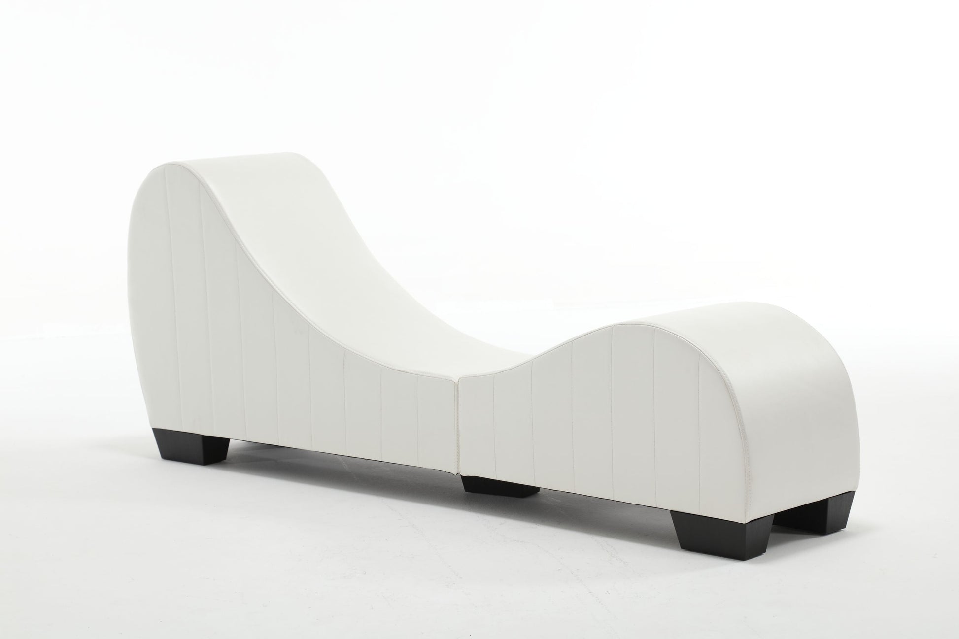 Modern Yoga Chaise Lounge – Curved Faux Leather Accent Chair in White