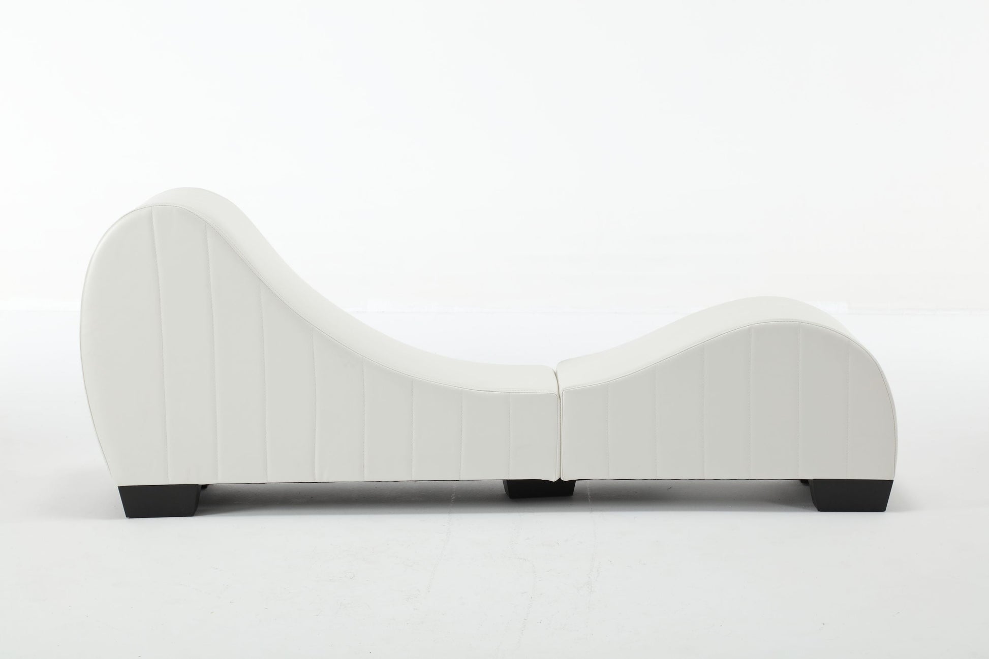 Modern Yoga Chaise Lounge – Curved Faux Leather Accent Chair in White