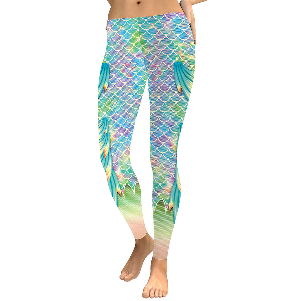 Discover the Vibrant Fitness Revolution with Mermaid Women Leggings Vivid Gradient Fish Scale Sporting Workout Pants Classyfashion24.com