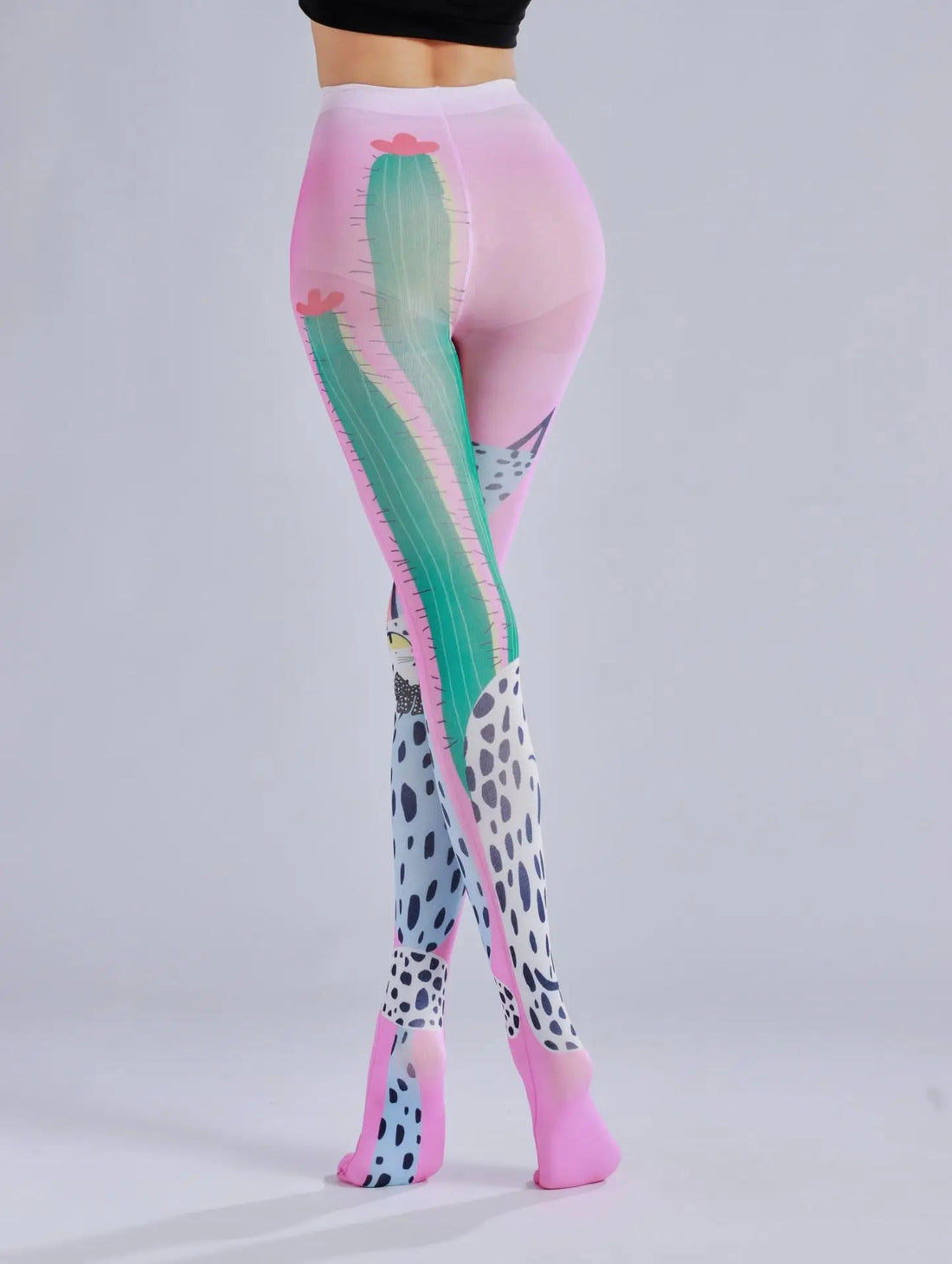 Women's Bold Cactus & Leopard Print Fashion Tights