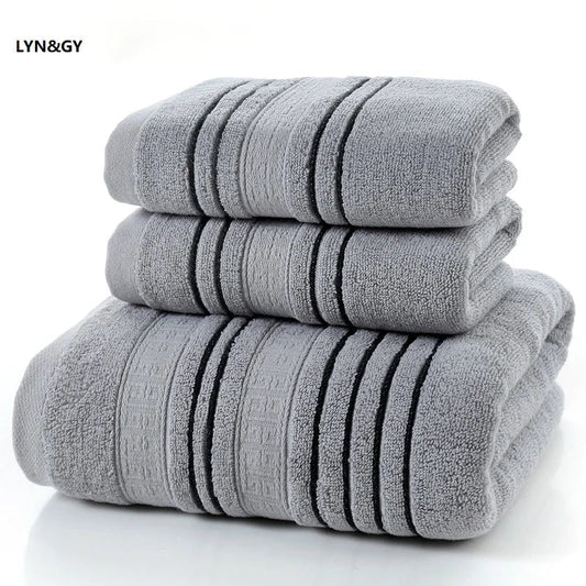 3-Piece Grey Cotton Towel Set – 100% Cotton