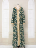 Evening Dress Muslim Dress Bottom Grab Flower Gold Stamping Fashion Robe - Classyfashion24.com