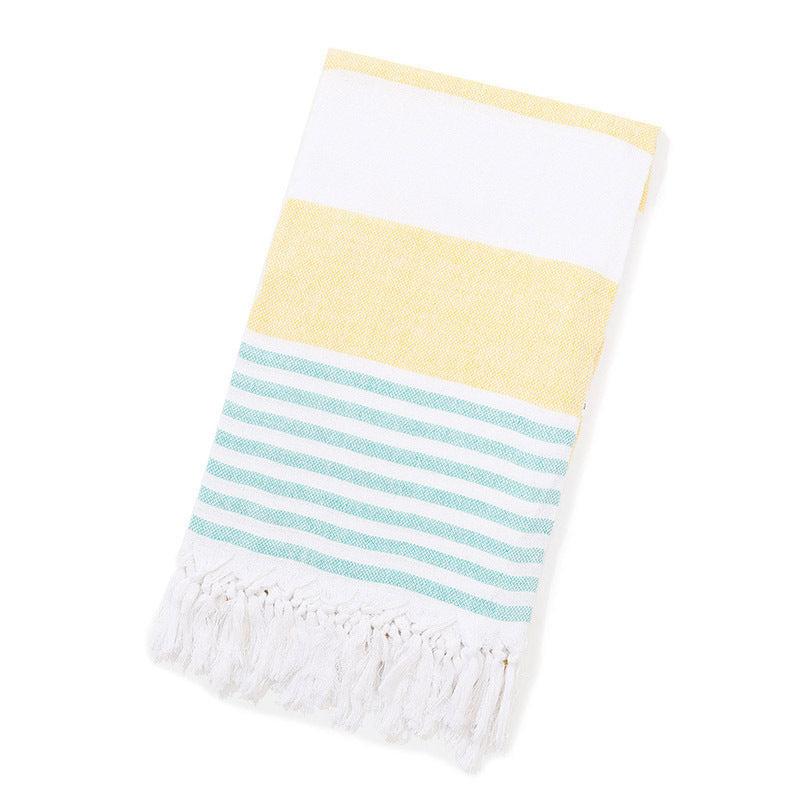 Turkish Striped Fringe Beach Towel – Quick Dry