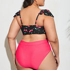 Floral Swimwear Plus Size Color-block Design Sexy  Swimwear - Classyfashion24.com