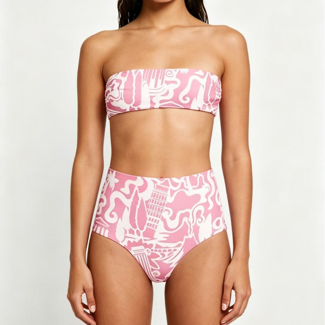 Separate Bikini Set Sexy Printed Multi-color Strapless Swimwear - Classyfashion24.com
