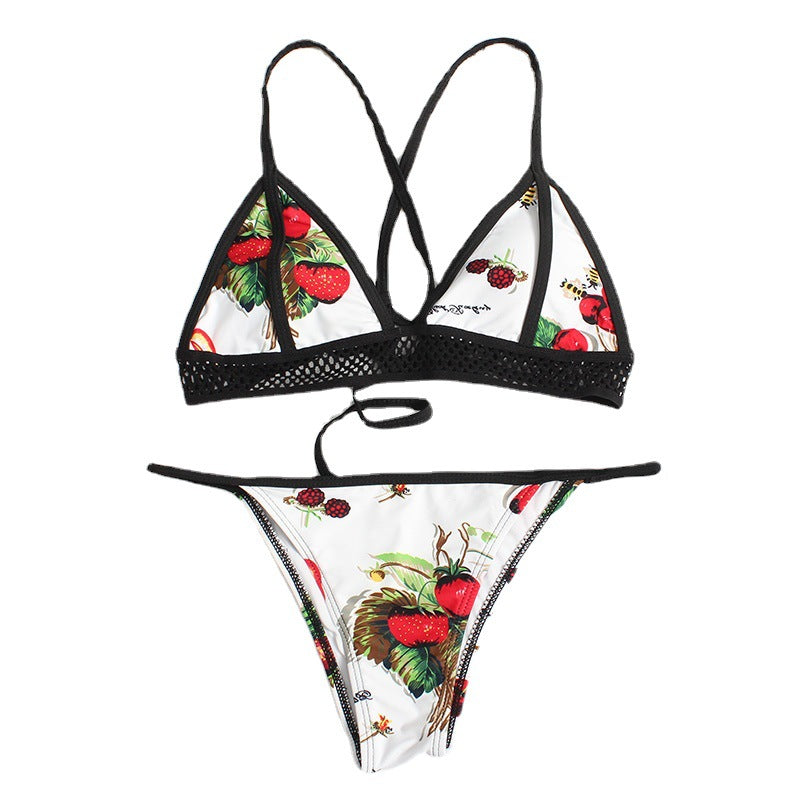 Strawberry Strap Mesh Bikini - Classyfashion24.com