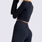 2-Piece Workout Set – Long Sleeve Crop Top & High Waist Leggings