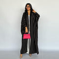 Muslim European and American women's cardigan long striped jacket Abaya zebra print - Classyfashion24.com