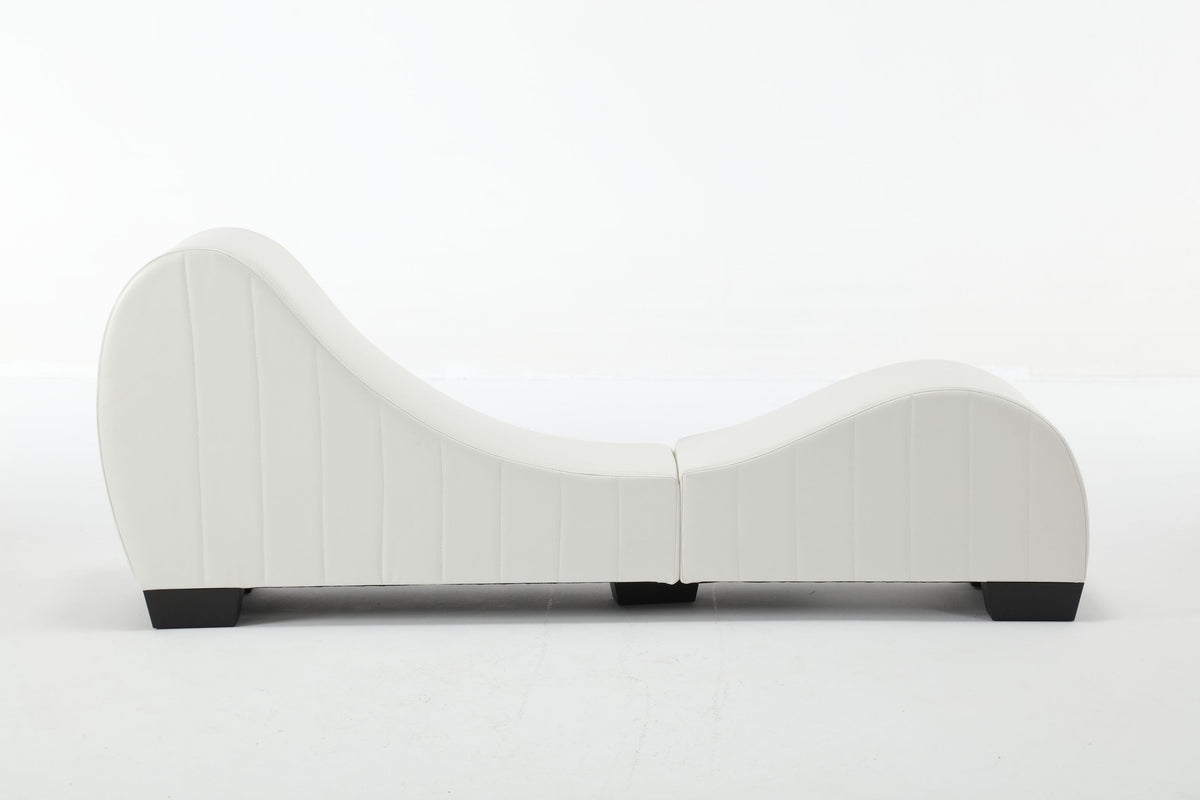 Modern Yoga Chaise Lounge – Curved Faux Leather Accent Chair in White