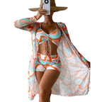 Swimsuit long sleeved mesh three piece bikini top - Classyfashion24.com