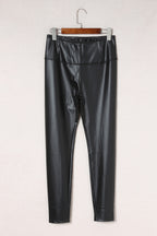 Black Faux Leather High Waist Leggings – Slim Fit Chic Trousers