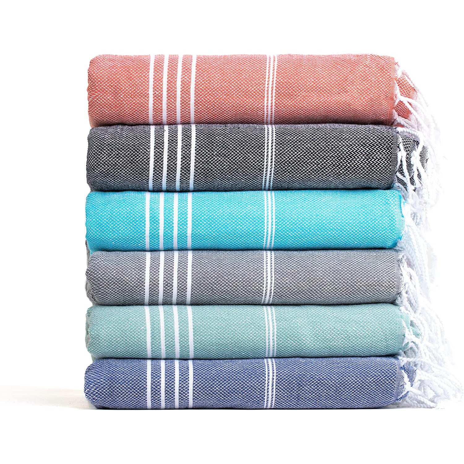 Turkish Striped Fringe Beach Towel – Quick Dry