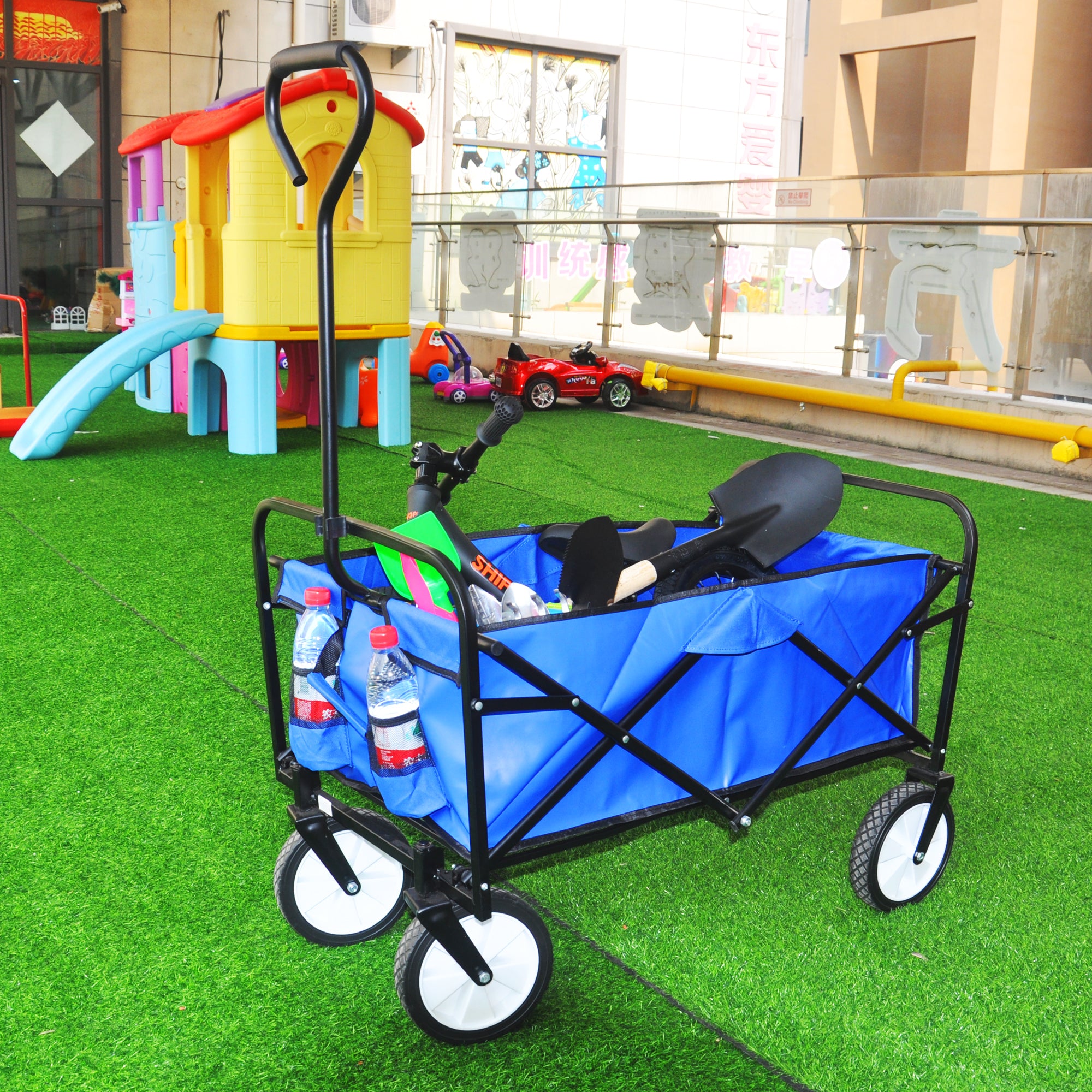 Heavy Duty Folding Utility Wagon – Collapsible All-Terrain Garden & Beach Cart