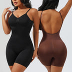 Classyfashionz Body Shaping Bodysuit in black and brown, featuring a sexy backless design and full body compression.