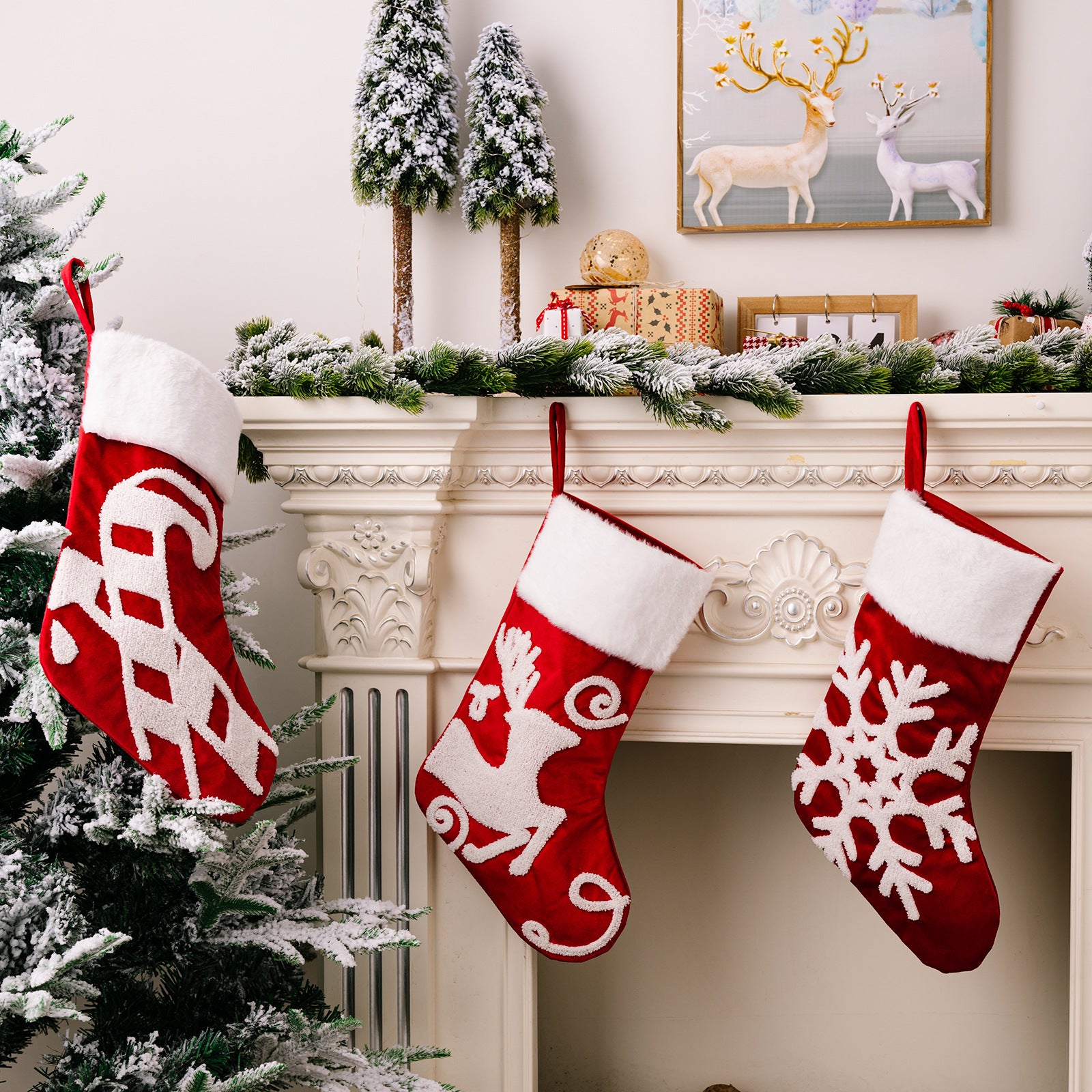 Snowflake Christmas Socks Gift Bags