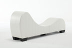 Modern Yoga Chaise Lounge – Curved Faux Leather Accent Chair in White