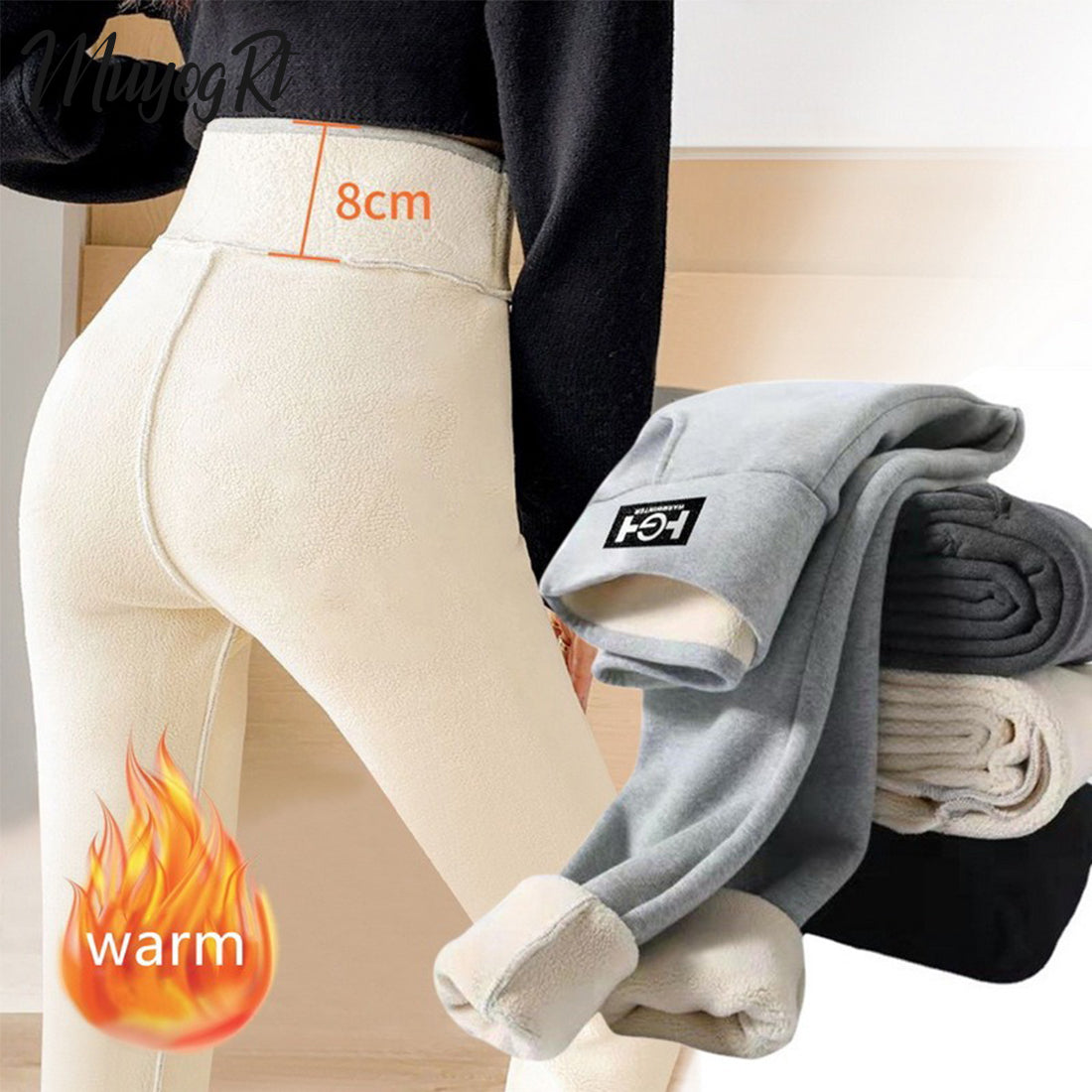 500G Extra Thick HG Standard Pocket Cashmere Leggings for Women, featuring a high waist and soft, warm fabric in multiple col