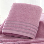 Stripe Cotton Towel Set – Solid Color, 100% Cotton