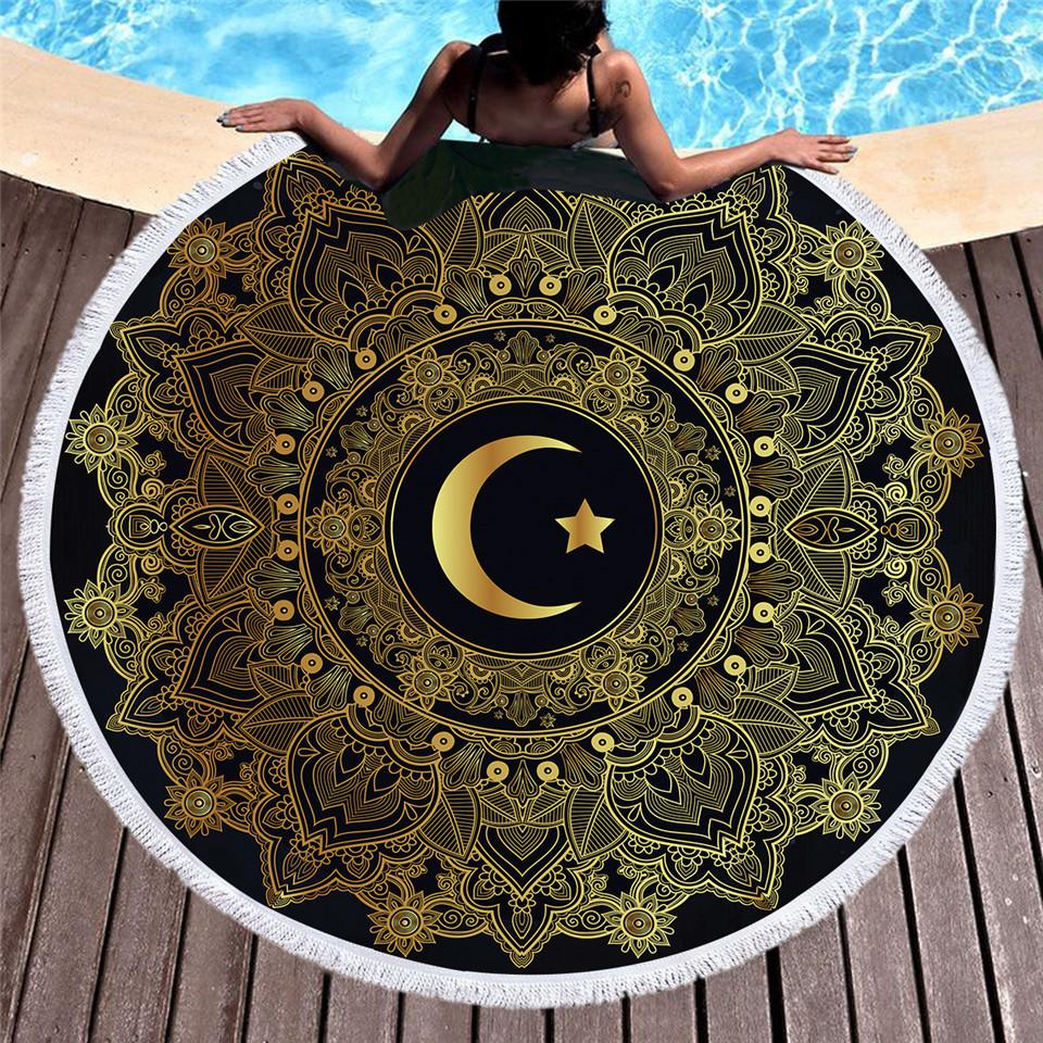 Round Moon 3D-Print Bohemian Beach Towel Tapestry - Classyfashion24.com