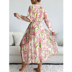 Printed long sleeved sunscreen three piece bikini set - Classyfashion24.com
