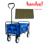 Heavy Duty Folding Utility Wagon in blue with a collapsible design, all-terrain wheels, and a removable cover.