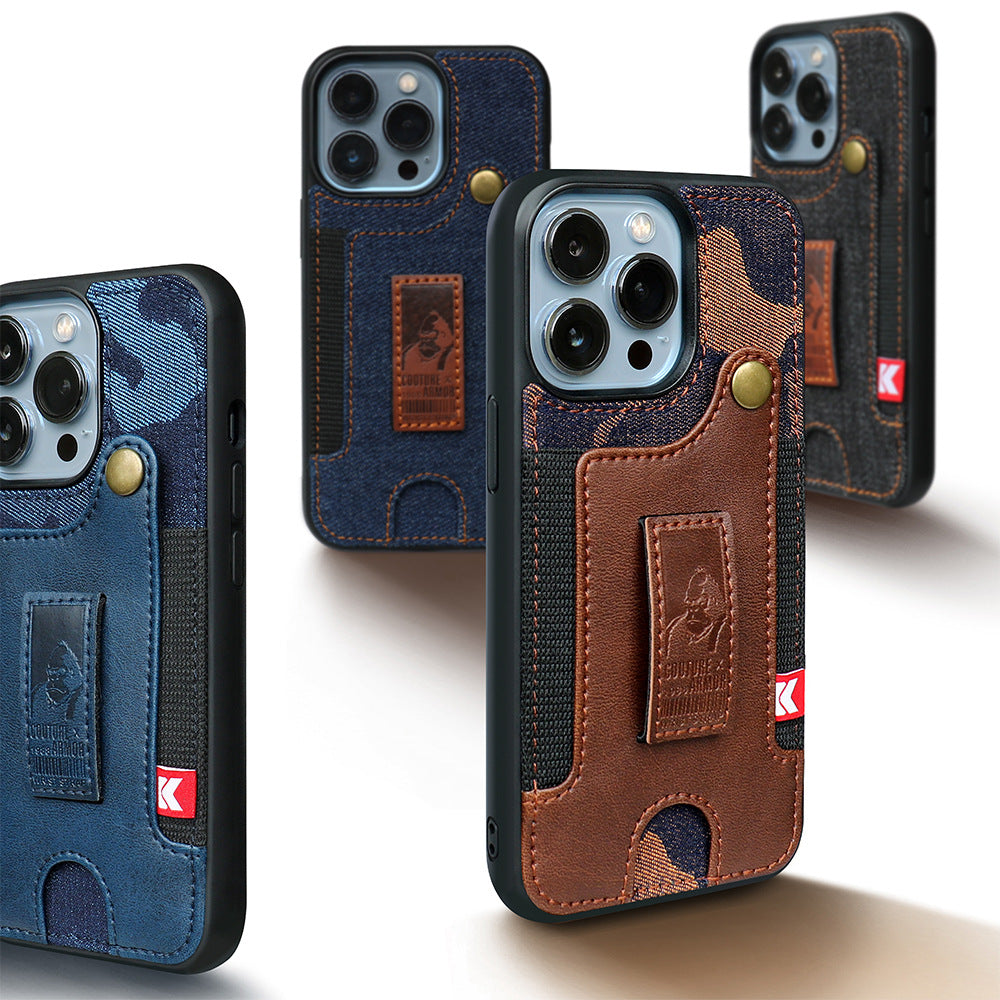 Denim Phone Case mit praktischem Plug-in-Wristband - Stilvolles Wallet-Design | Hochwertiges Material aus Denim und Leder | Jetzt entdecken