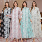 New Middle Eastern Muslim Women's Jalabiya Embroidered Kaftan Dubai Dress Arabic Clothing - Classyfashion24.com