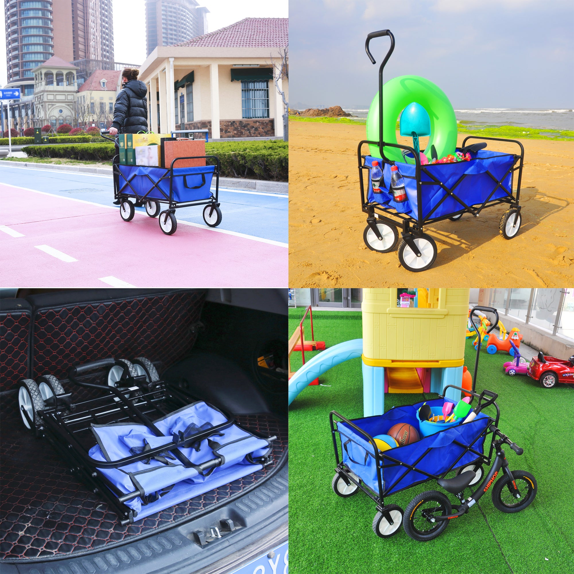 Heavy Duty Folding Utility Wagon – Collapsible All-Terrain Garden & Beach Cart