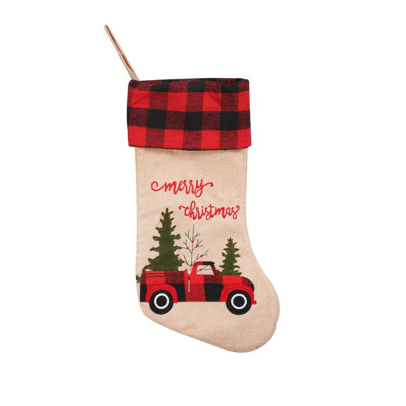 Checkered Christmas Socks Candy Gift Bags
