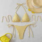 Fresh Dot Print, Strapless Halter Neck, Two-Piece Bikini Swimwear - Classyfashion24.com