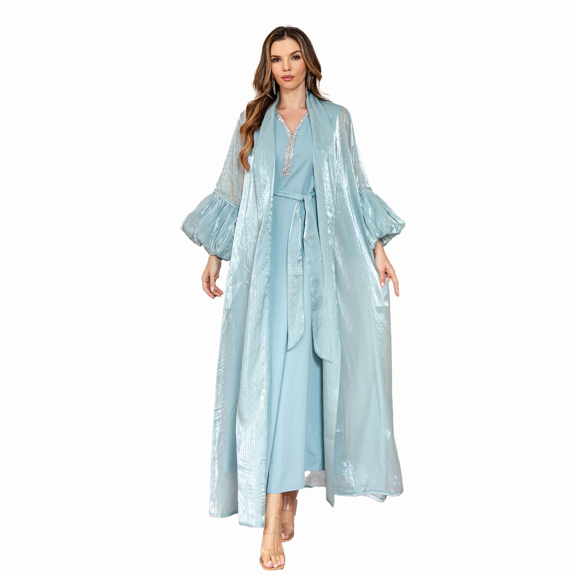 New Arabic Two-Piece Set Elegant Dubai Dress Muslim Long Robe - Classyfashion24.com