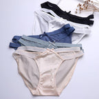 Satin Milk Silk girl underwear in various colors, featuring a sexy hollow butterfly knot design and low waist triangle cut.