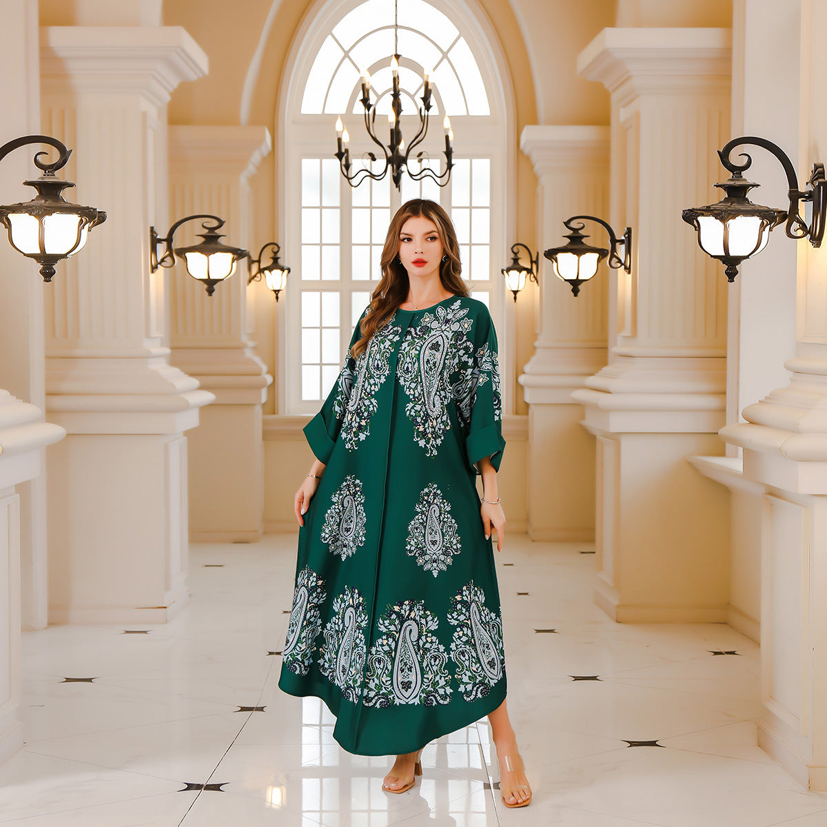 Middle Eastern Muslim Long Robe Women's Dubai Turkey Women's Beaded Large Robe Export - Classyfashion24.com