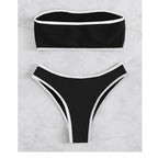 Solid color strapless high waisted bikini - Classyfashion24.com