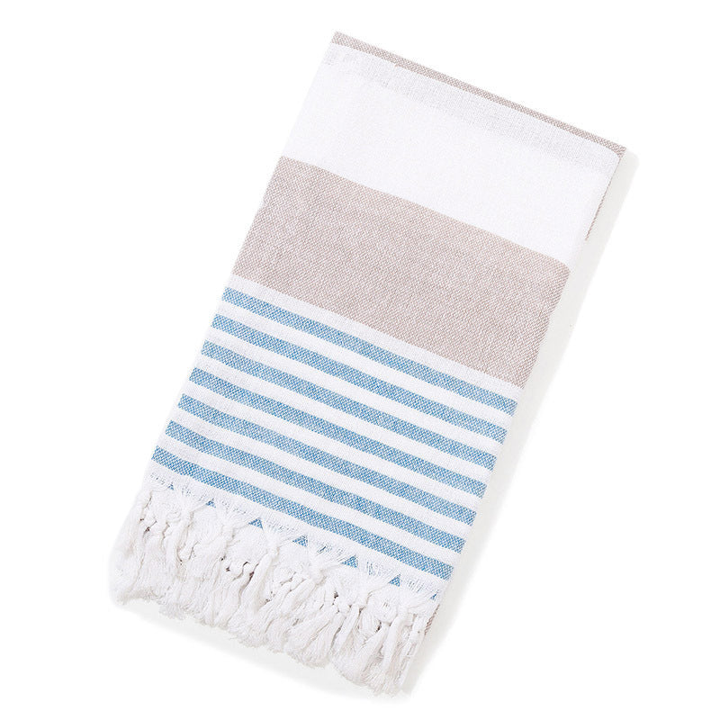 Turkish Striped Fringe Beach Towel – Quick Dry