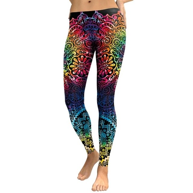 Mandala Flower Leggings – 3D Printed Gradient High Waist Fitness Pants