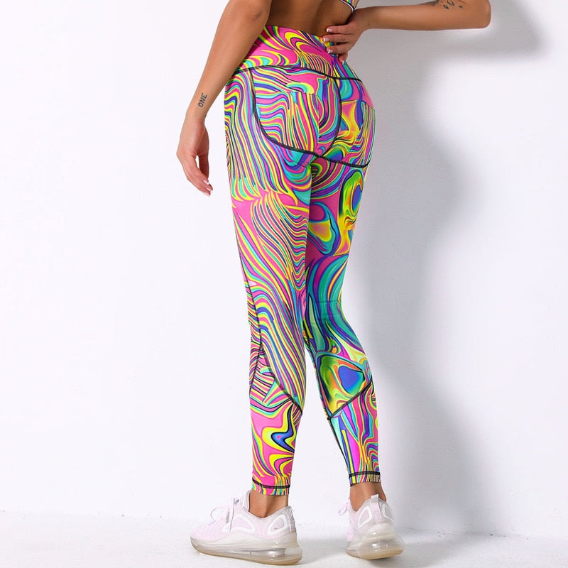 Colorful Printed Seamless Leggings for Women
