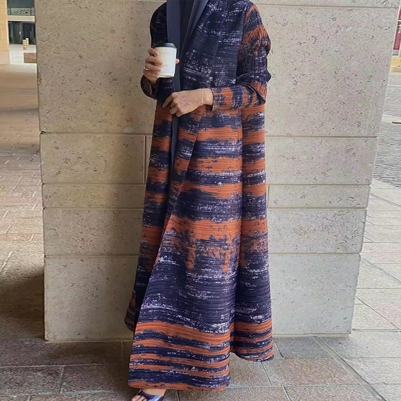 Printed plus size dress for women Middle Eastern Muslim fashion cardigan robe - Classyfashion24.com