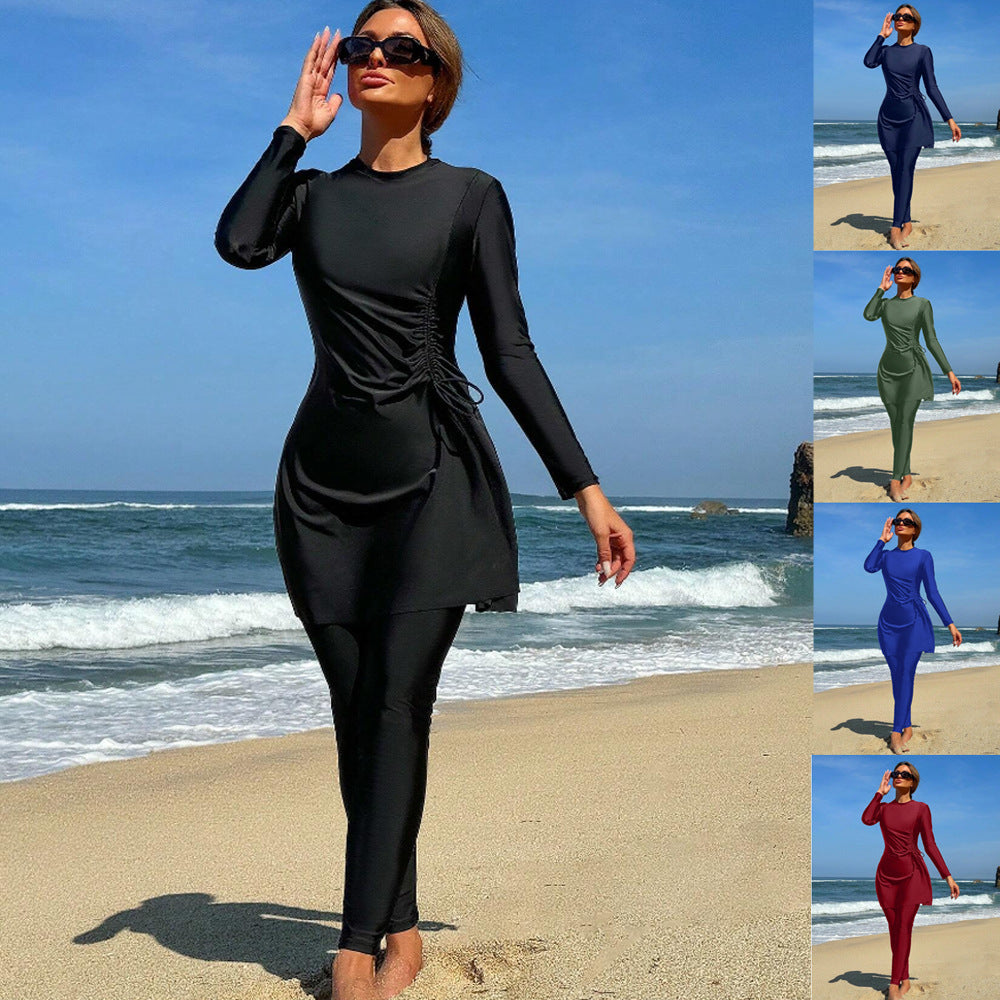 Women's two-piece swimsuit set with long sleeves - Classyfashion24.com