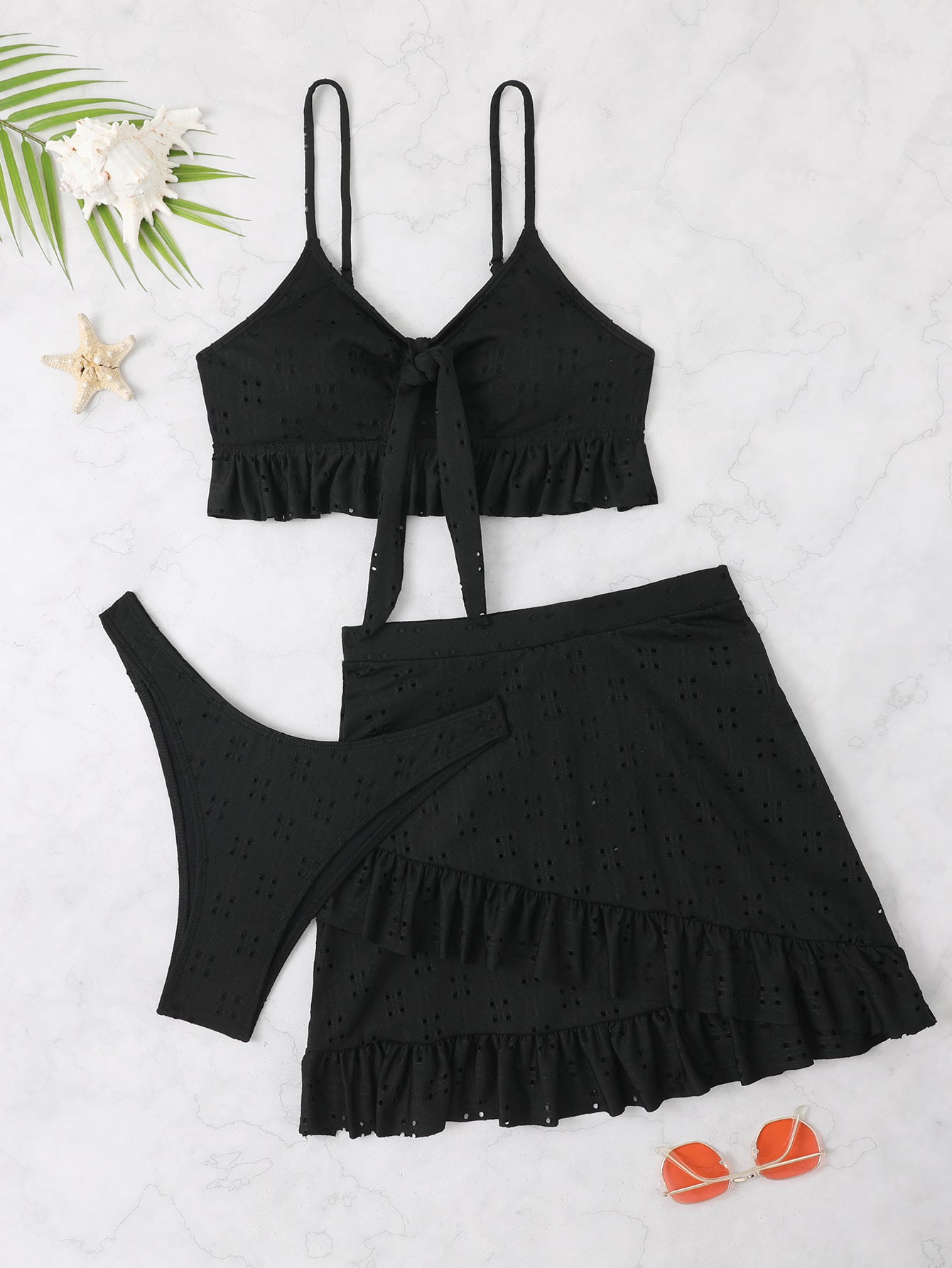 Split swimsuit women's bag hip skirt style three piece set - Classyfashion24.com