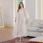 Middle Eastern Muslim Embroidered Long Robe Women's  Elegant Long Dress Loose Fit Dubai Dress - Classyfashion24.com