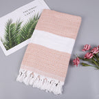 Turkish Striped Fringe Beach Towel – Quick Dry - Classyfashion24.com