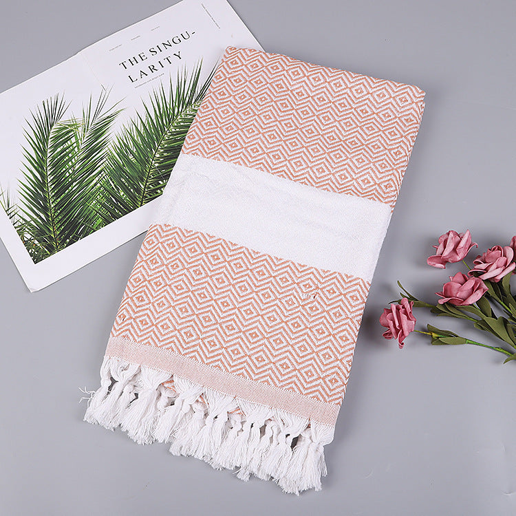 Turkish Striped Fringe Beach Towel – Quick Dry
