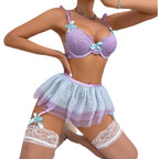 Mesh Embroidered Lingerie Set for Women