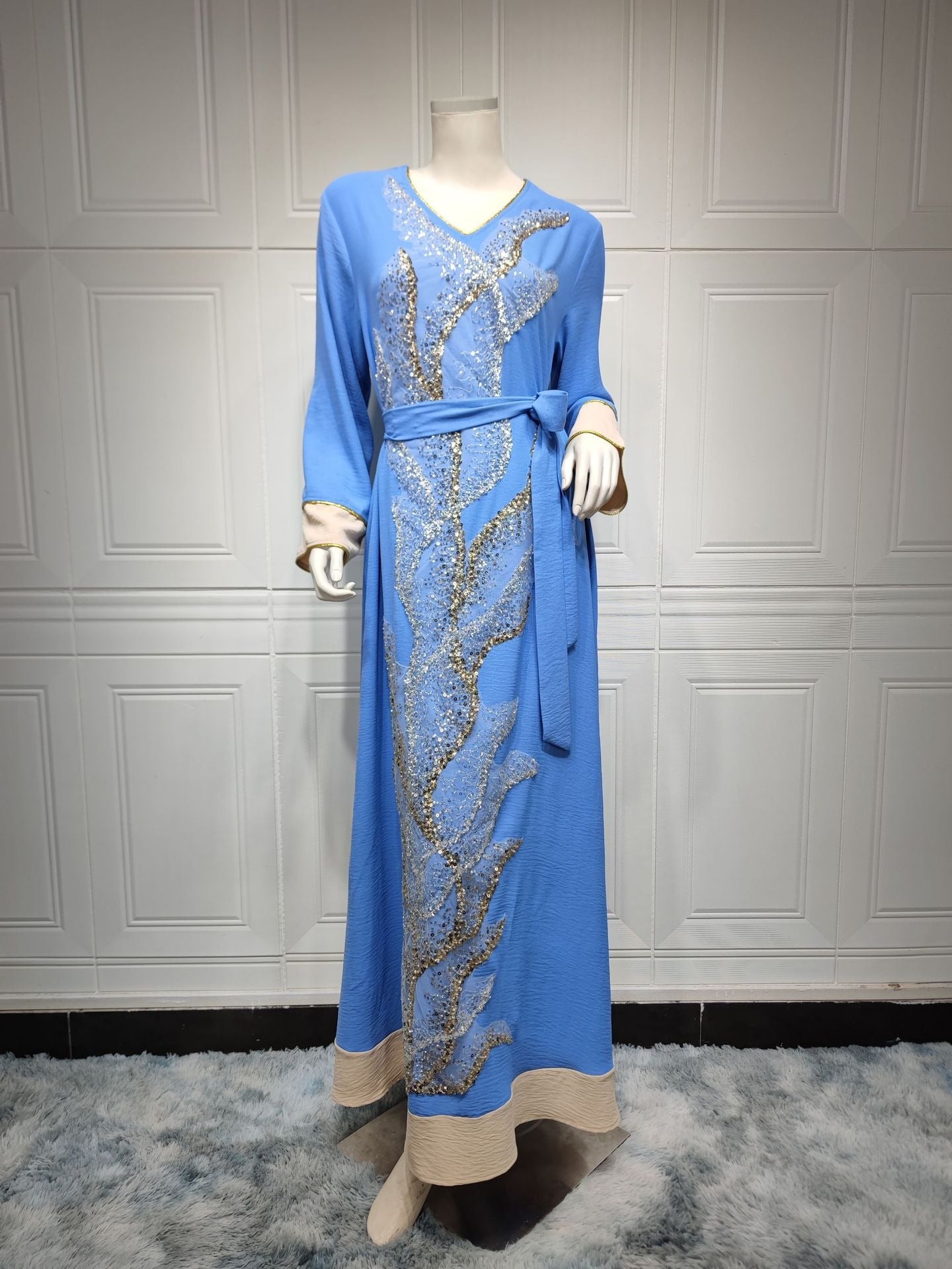 Muslim robes embroidered with beads fashionable abaya Middle Eastern women's clothing Arab clothing - Classyfashion24.com