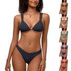 Solid color shoulder strap bikini women's swimsuit bikini - Classyfashion24.com